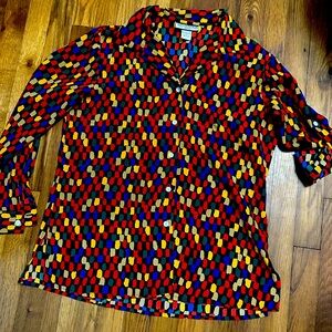Notations Vintage Multicolor Geometric Blouse
